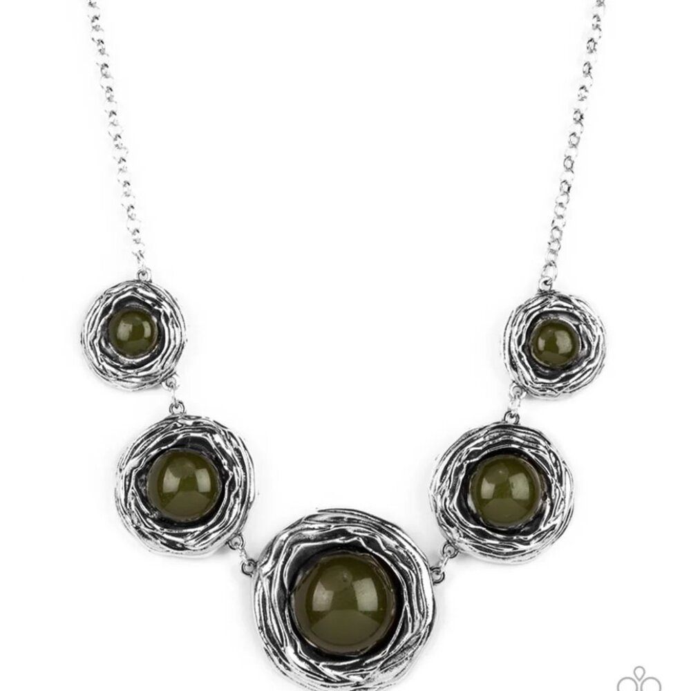 Paparazzi The Next NEST Thing Green Necklace & Earrings Set